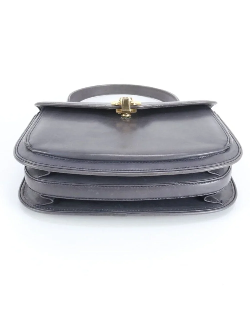 Gucci Vintage Leather Handbag Tote Navy Ebm - Picture 6 of 11